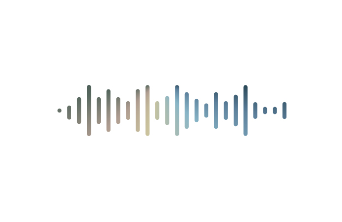 Uma onda sonora com um degradê colorido.