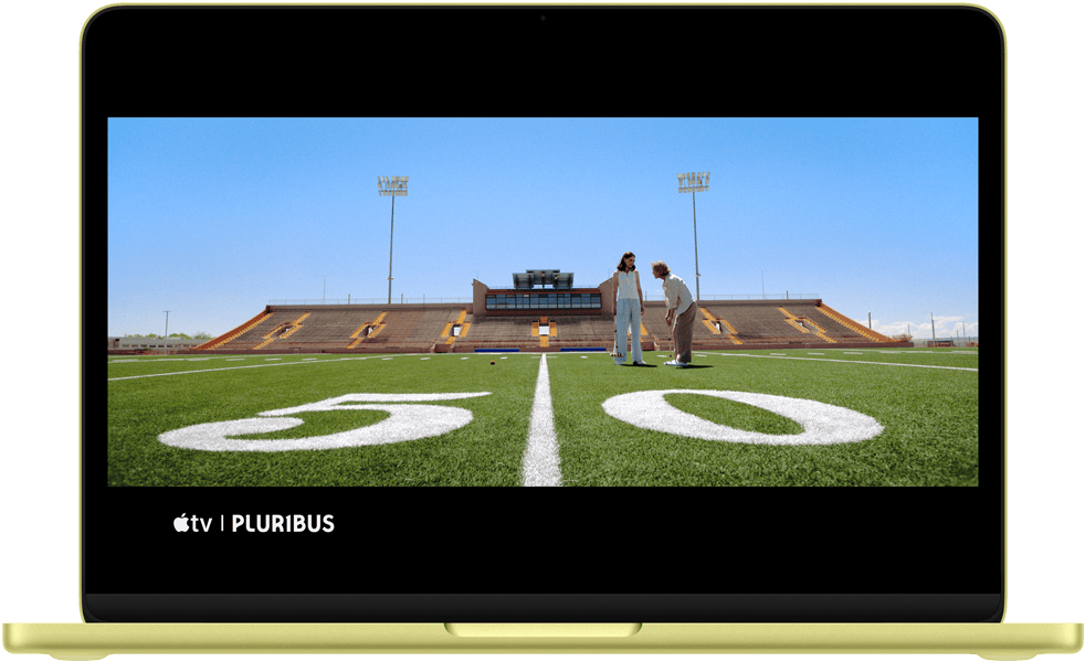 MacBook Neo, citrus color, scene from Pluribus show onscreen