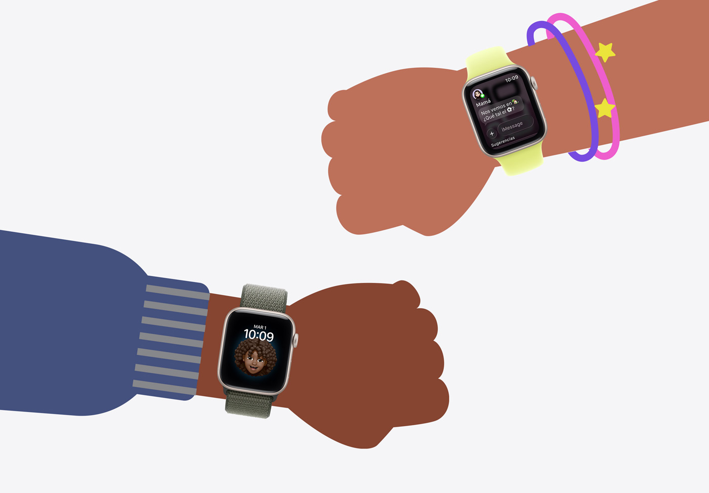 Apple Watch para tus Peques, ilustraciones de muñecas infantiles con el Apple Watch SE 3