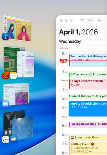 Berbagai aplikasi Apple, termasuk Keynote, Pages, Notes, dan Mail, ditampilkan secara berkelompok pada layar.