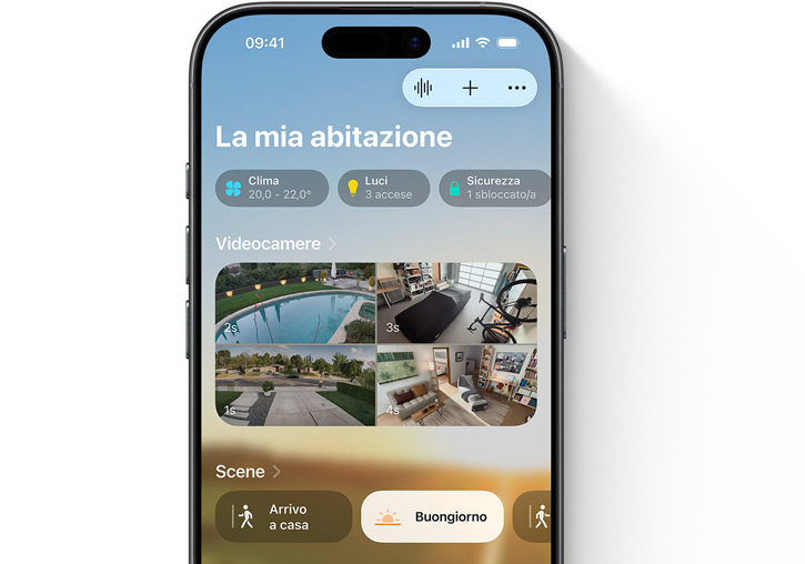 Un iPhone con l’interfaccia La mia abitazione dell’app Casa