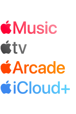 Apple Music、Apple TV、Apple Arcade、iCloud+を含むAppleのサブスクリプションサービスのロゴ