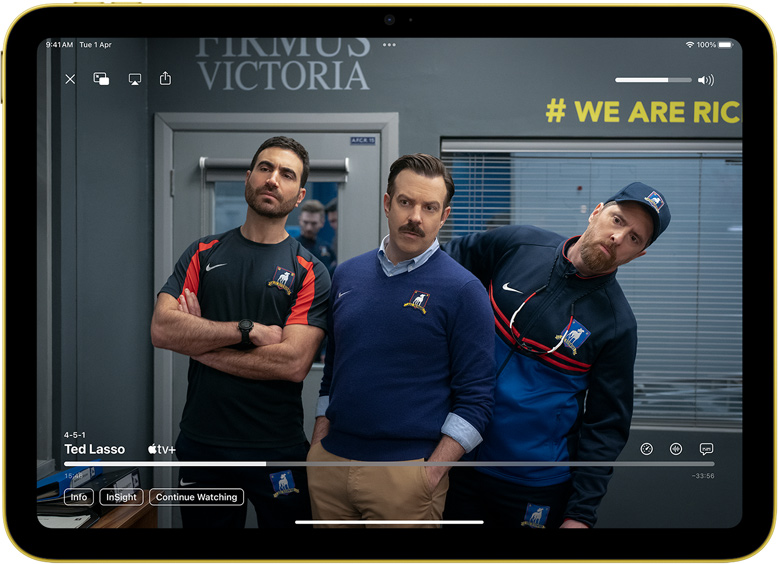 Apple TV+ show Ted Lasso on iPad.