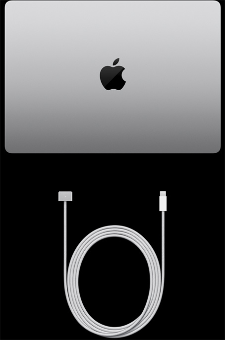 14‑calowy MacBook Pro i&nbsp;przewód z&nbsp;USB‑C na&nbsp;MagSafe&nbsp;3