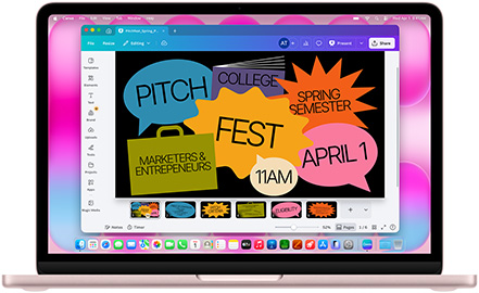แอป Canva แสดงอยู่บน MacBook Air