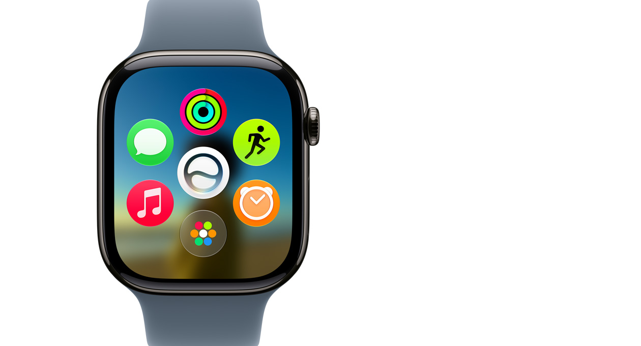 Apple Watch Series 11, ตัวเรือนไทเทเนียมสเลท, แสดงผังแอปแบบไดนามิก