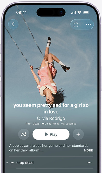 iPhone screen displaying the Kendrick Lamar album “GNX” on Apple Music