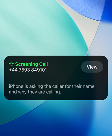 Phone app showing Call Screening feature in use