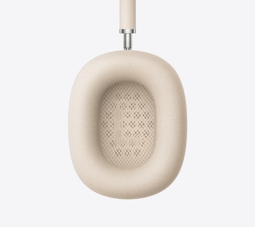 AirPods Max 2 headphones, starlight color, detail of ear cushion interior
