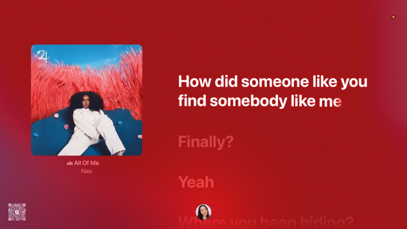 Letra de la canción “All of Me” de Nao sincronizada con la canción en la pantalla de una TV