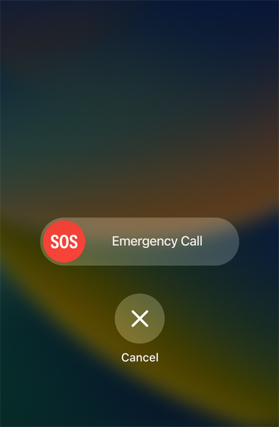 Ein iPhone Bildschirm mit Notruf SOS.