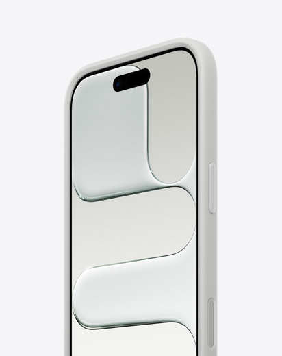 iPhone Air، الجزء الأمامي الخارجي، الجزء الجانبي الخارجي، تصميم نحيف، مثبت عليه إطار حماية بلون رمادي فاتح