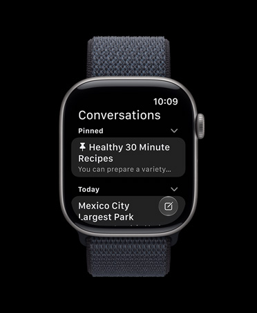 Apple Watch Series 11, Gray, screen showing Siri app