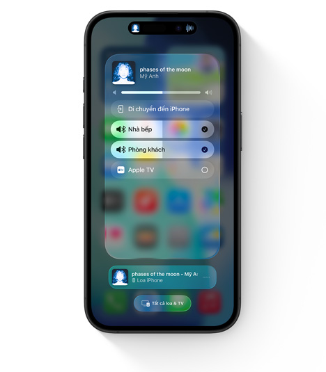 iPhone hiển thị giao diện của AirPlay cho âm thanh đa phòng