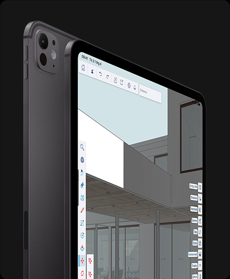 iPad Pro, vỏ ngoài mặt sau, nằm dọc, màu đen không gian, hệ thống camera pro, nút tăng âm lượng, nút giảm âm lượng, iPad Pro, vỏ ngoài mặt trước, nằm dọc, màu đen không gian, viền màn hình màu đen, các góc được bo tròn, màn hình hiển thị ứng dụng chỉnh sửa bản thiết kế đồ họa với các công cụ và hiệu ứng đang mở trong menu bên trái và bên phải